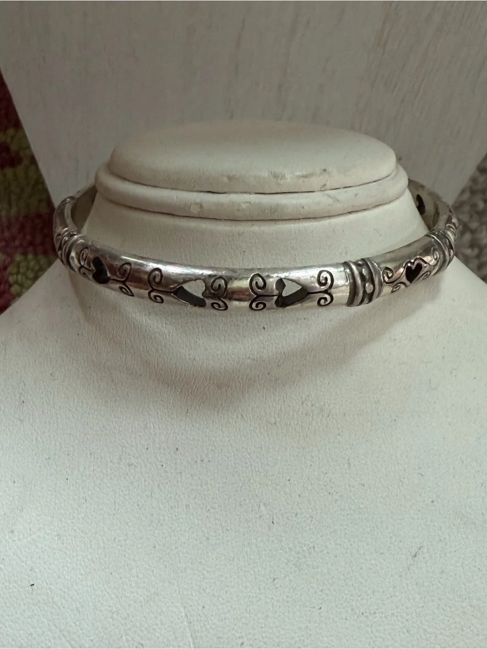 Brighton Silver-Tone Heart Filigree Bangle